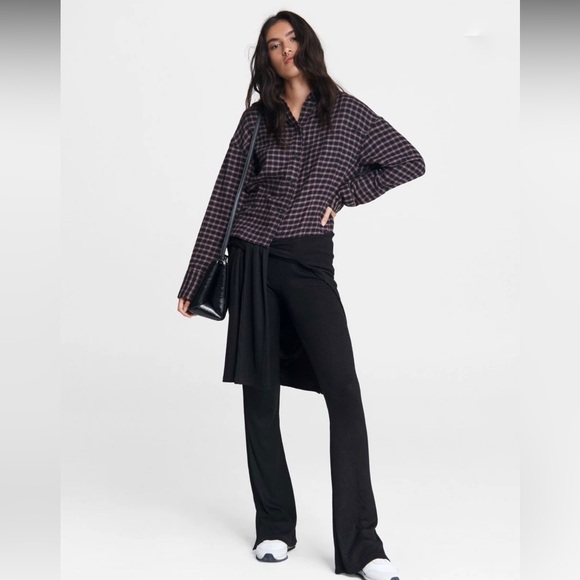 NWT rag & bone Iris Plaid Flannel Button Down Shirt in Black/ Purple Size XS - Picture 2 of 14
